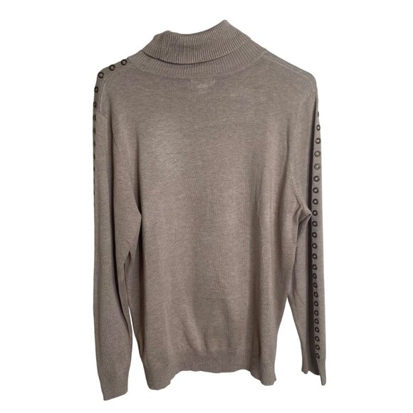 Joseph A Turtleneck Sweater Womens XXL Taupe Neutral Grommet Detail Pullover Fal - Picture 3 of 9